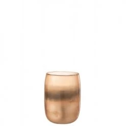 LANADECO Bougeoirs Photophore Rond Verre Or H20cm