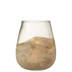 LANADECO Bougeoirs Photophore Rond Verre Or H31cm -Bougeoirs Soldes Magasin photophore rond verre or h31cm 2