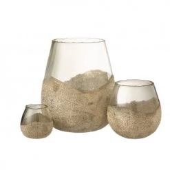 LANADECO Bougeoirs Photophore Rond Verre Or H31cm -Bougeoirs Soldes Magasin photophore rond verre or h31cm 3