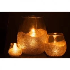 LANADECO Bougeoirs Photophore Rond Verre Or H31cm -Bougeoirs Soldes Magasin photophore rond verre or h31cm 5