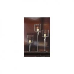 Wadiga Bougeoirs Photophore Sur Pieds En Verre Transparent - Lot De 3 -Bougeoirs Soldes Magasin photophore sur pieds en verre transparent lot de 3 3