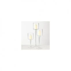 Wadiga Bougeoirs Photophore Sur Pieds En Verre Transparent - Lot De 3 -Bougeoirs Soldes Magasin photophore sur pieds en verre transparent lot de 3 4