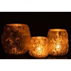 LANADECO Bougeoirs Photophore Verre Antique Argent H17,5cm -Bougeoirs Soldes Magasin photophore verre antique argent h17 5cm 5