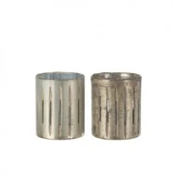 LANADECO Bougeoirs Photophore Verre Bleu H15,5cm - Lot De 2