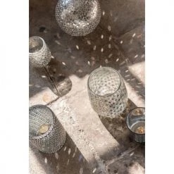 LANADECO Bougeoirs Photophore Verre Gris H17cm -Bougeoirs Soldes Magasin photophore verre gris h17cm 2