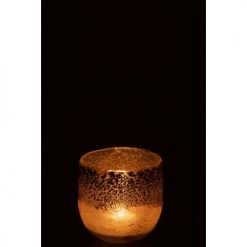 LANADECO Bougeoirs Photophore Verre Gris/rose H10,5cm -Bougeoirs Soldes Magasin photophore verre gris rose h10 5cm 2