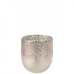 LANADECO Bougeoirs Photophore Verre Gris/rose H15cm