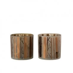 LANADECO Bougeoirs Photophore Verre Marron H15cm - Lot De 2