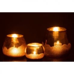 LANADECO Bougeoirs Photophore Verre Or H18cm -Bougeoirs Soldes Magasin photophore verre or h18cm 5