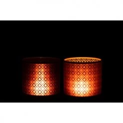 LANADECO Bougeoirs Photophore Verre Rouge/or H15cm - Lot De 2 -Bougeoirs Soldes Magasin photophore verre rouge or h15cm lot de 2 2