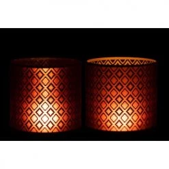 LANADECO Bougeoirs Photophore Verre Rouge/or H20cm - Lot De 2 -Bougeoirs Soldes Magasin photophore verre rouge or h20cm lot de 2 2