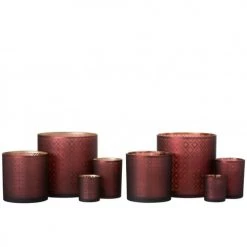 LANADECO Bougeoirs Photophore Verre Rouge/or H20cm - Lot De 2 -Bougeoirs Soldes Magasin photophore verre rouge or h20cm lot de 2 3