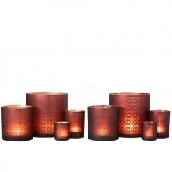 LANADECO Bougeoirs Photophore Verre Rouge/or H20cm - Lot De 2 -Bougeoirs Soldes Magasin photophore verre rouge or h20cm lot de 2 4