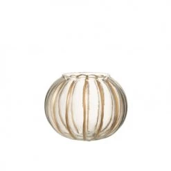 LANADECO Bougeoirs Photophore Verre Transparent/or H18cm