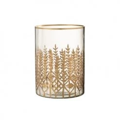 LANADECO Bougeoirs Photophore Verre Transparent/or H26,5cm