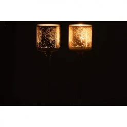 LANADECO Bougeoirs Photophores Sur Pied Verre Blanc/argent - Lot De 2 -Bougeoirs Soldes Magasin photophores sur pied verre blanc argent lot de 2 2