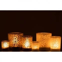 LANADECO Bougeoirs Photophores Verre Blanc/noir - Lot De 2 -Bougeoirs Soldes Magasin photophores verre blanc noir lot de 2 5