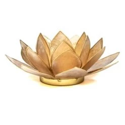 Mani Bhadra Bougeoirs Porte Bougie Fleur De Lotus Jaune Et Or -Bougeoirs Soldes Magasin porte bougie fleur de lotus beige et or 7