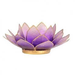 Mani Bhadra Bougeoirs Porte Bougie Fleur De Lotus Parme Et Or