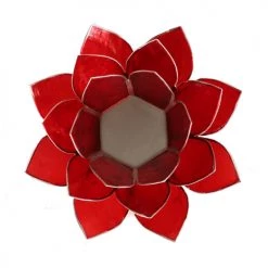 Mani Bhadra Bougeoirs Porte Bougie Fleur De Lotus Rouge Et Argent -Bougeoirs Soldes Magasin porte bougie fleur de lotus rouge et argent 3