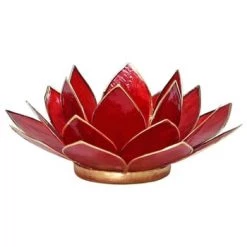 Mani Bhadra Bougeoirs Porte Bougie Fleur De Lotus Rouge Et Or -Bougeoirs Soldes Magasin porte bougie fleur de lotus rouge et or 5