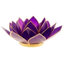 Mani Bhadra Bougeoirs Porte Bougie Fleur De Lotus Rouge Et Argent -Bougeoirs Soldes Magasin porte bougie fleur de lotus violet et argent 4