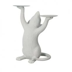 Pirouette Paris Bougeoirs Porte Bougie Souris En Résine Blanche H26cm