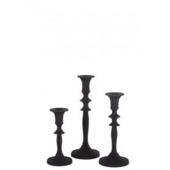 LANADECO Set De 3 Bougeoirs Classiques Alu Noir H15cm -Bougeoirs Soldes Magasin set de 3 bougeoirs classiques alu noir h15cm 3