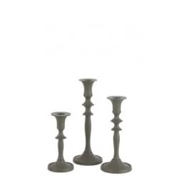 LANADECO Set De 3 Bougeoirs Classiques Alu Vert H15cm -Bougeoirs Soldes Magasin set de 3 bougeoirs classiques alu vert h15cm 2