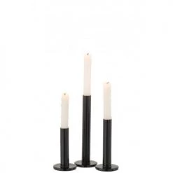 LANADECO Bougeoirs Set De 3 Chandeliers Bas Métal Bleu Brillant H21,5cm -Bougeoirs Soldes Magasin set de 3 chandeliers bas metal bleu brillant h21 5cm 3