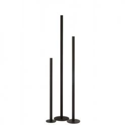 LANADECO Bougeoirs Set De 3 Chandeliers Hauts Métal Noir Mat H100cm